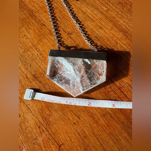 Silver and Clear Quartz Pendant Necklace - Picture 5 of 7